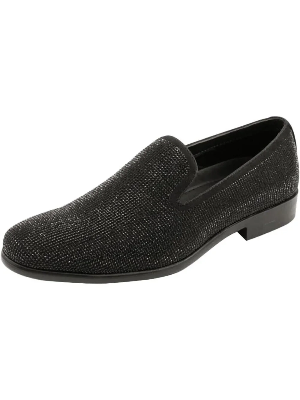Amali Men's Black Dazzle Velvet Tuxedo Loafer Slip On Formal Wedding Dress Shoes